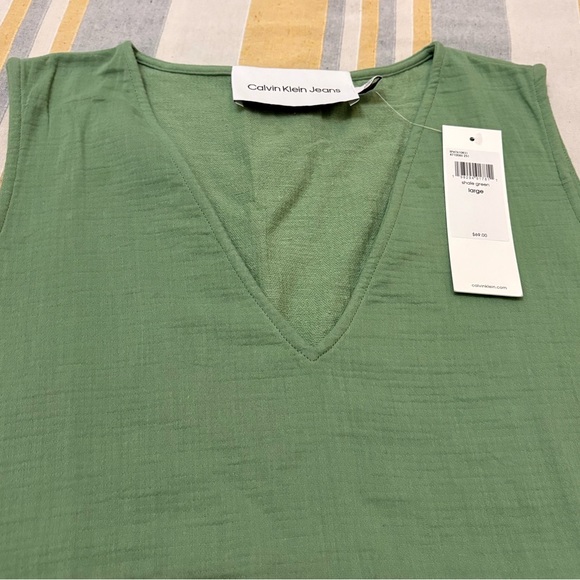 Calvin Klein Sage V-Neck Blouse - Picture 6 of 12